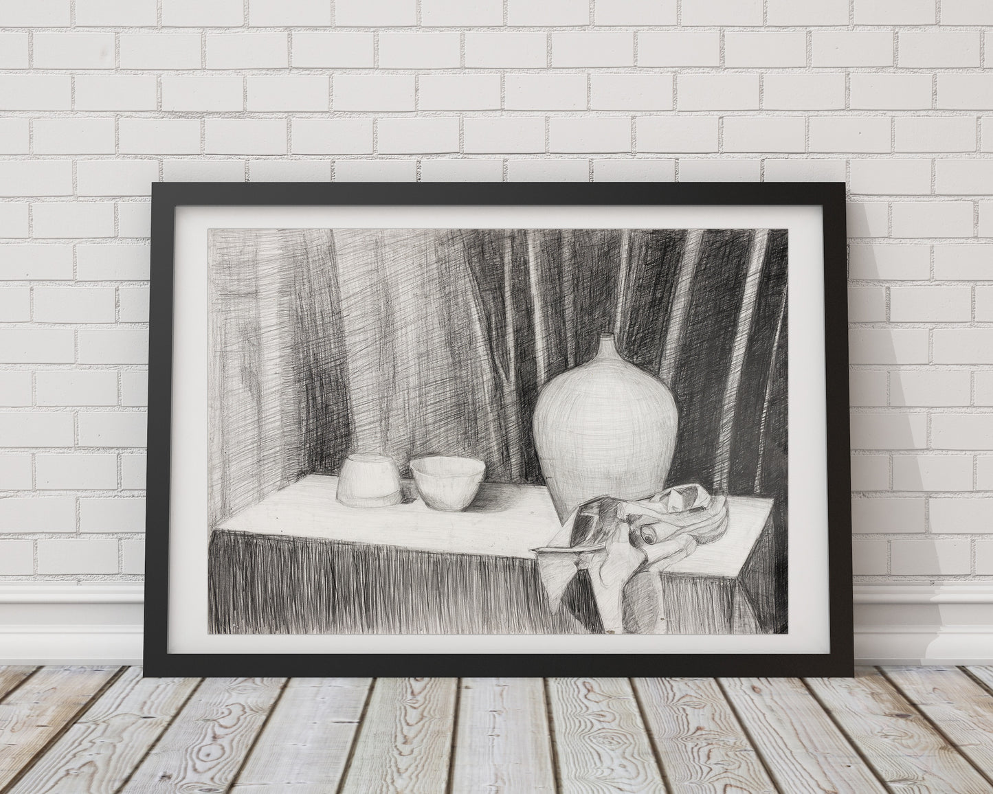 Still Life with a Vase and Bowls : 28" x 39"- 70 x 100 cm