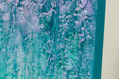 Side view of Life Energy pranic healing abstract painting showing textured edges Pamela Rys art