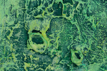 Close-up of textured depth in ‘The Grounding,’ an abstract art painting by Pamela Rys, highlighting layers and pranic healing energy.