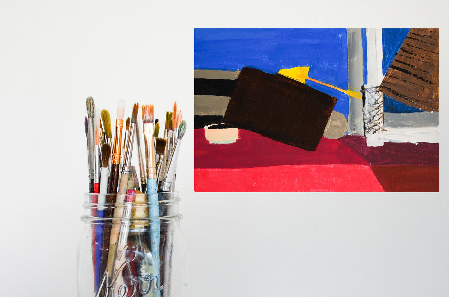 Blue and Red Still Life : 8" x 12" - 21 x 30 cm