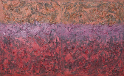 Galaxy of Dreams’ abstract art by Pamela Rys, a textured diptych with sculptural layers and pranic healing energy.