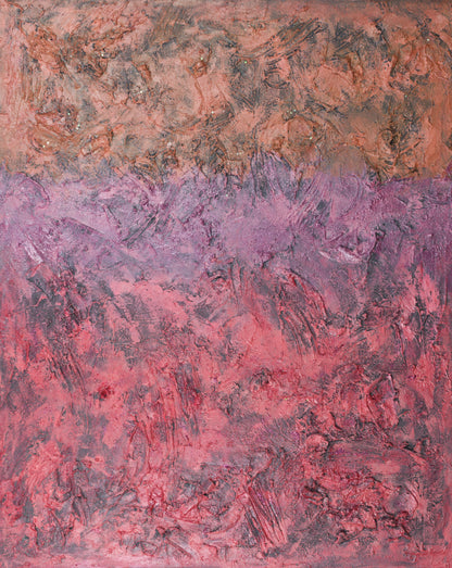Left panel of ‘Galaxy of Dreams’ diptych by Pamela Rys, featuring textured abstract art and pranic healing themes.